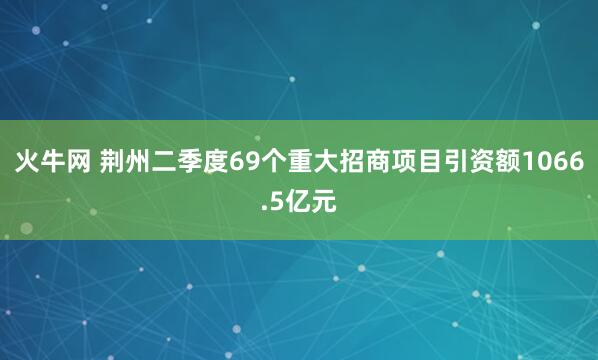 火牛网 荆州二季度69个重大招商项目引资额1066.5亿元