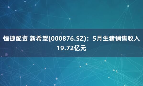 恒捷配资 新希望(000876.SZ)：5月生猪销售收入19.72亿元