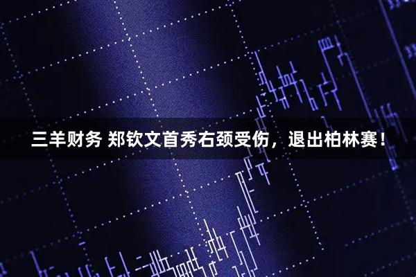 三羊财务 郑钦文首秀右颈受伤，退出柏林赛！