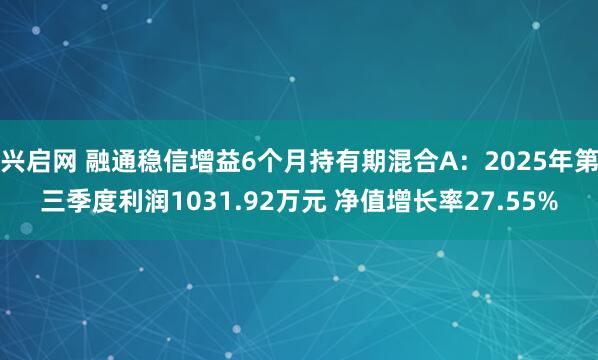 兴启网 融通稳信增益6个月持有期混合A:2025年第三季度利润1031.92万元 净值增长率27.55%