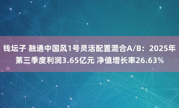 钱坛子 融通中国风1号灵活配置混合A/B:2025年第三季度利润3.65亿元 净值增长率26.63%