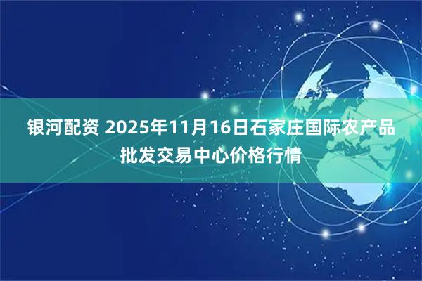 银河配资 2025年11月16日石家庄国际农产品批发交易中心价格行情